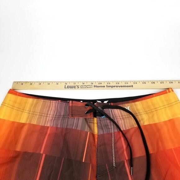 NEW Hurley Phantom Sunset Orange Red Flame Striped Surf Swim Board Shorts 36 Men - Picture 10 of 10